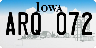 IA license plate ARQ072