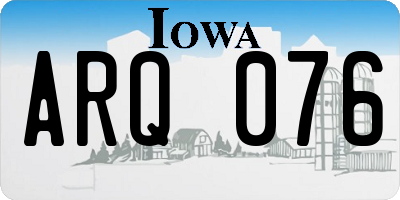 IA license plate ARQ076