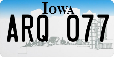 IA license plate ARQ077