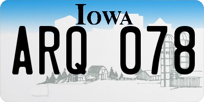 IA license plate ARQ078