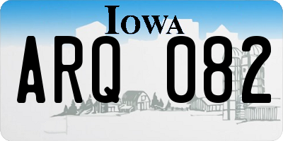 IA license plate ARQ082