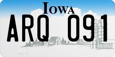 IA license plate ARQ091