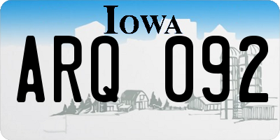 IA license plate ARQ092