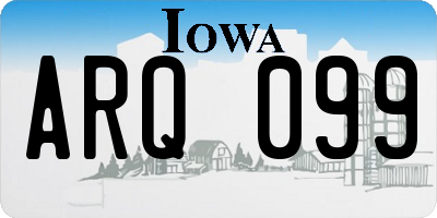 IA license plate ARQ099