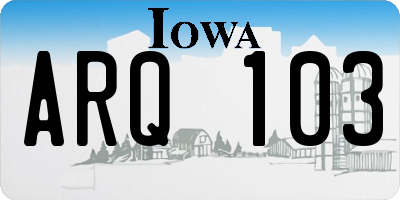 IA license plate ARQ103