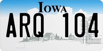 IA license plate ARQ104