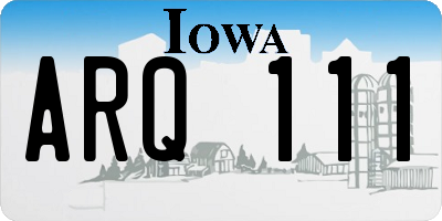 IA license plate ARQ111