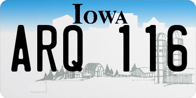 IA license plate ARQ116