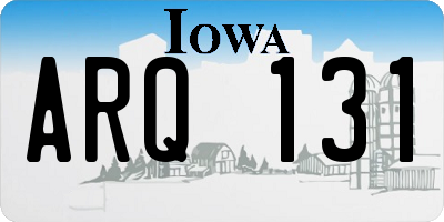 IA license plate ARQ131
