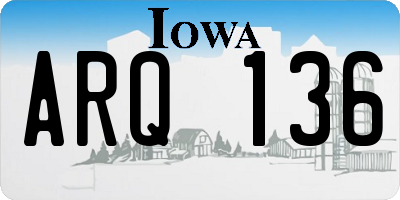 IA license plate ARQ136