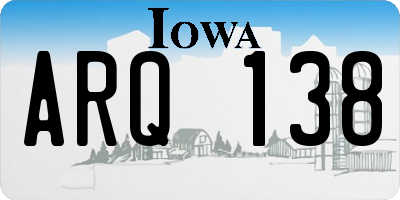 IA license plate ARQ138