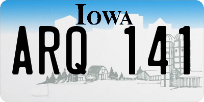 IA license plate ARQ141