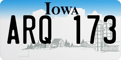 IA license plate ARQ173