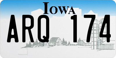 IA license plate ARQ174