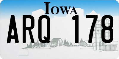 IA license plate ARQ178