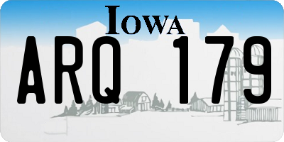 IA license plate ARQ179