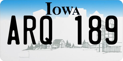 IA license plate ARQ189