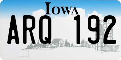 IA license plate ARQ192