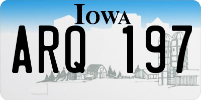 IA license plate ARQ197