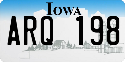 IA license plate ARQ198