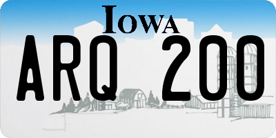 IA license plate ARQ200