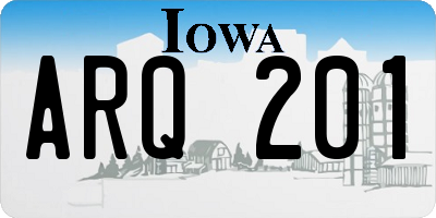 IA license plate ARQ201