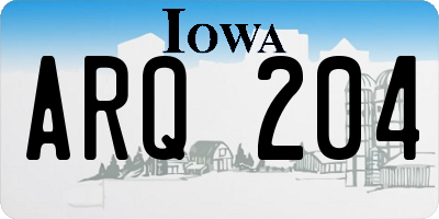 IA license plate ARQ204