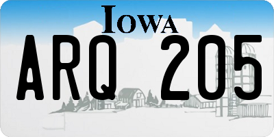 IA license plate ARQ205