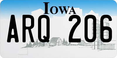 IA license plate ARQ206