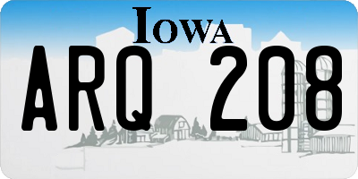 IA license plate ARQ208