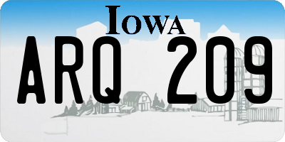 IA license plate ARQ209