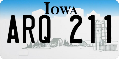 IA license plate ARQ211