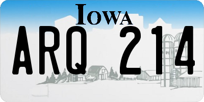 IA license plate ARQ214
