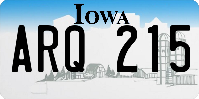 IA license plate ARQ215