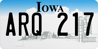 IA license plate ARQ217