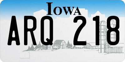 IA license plate ARQ218