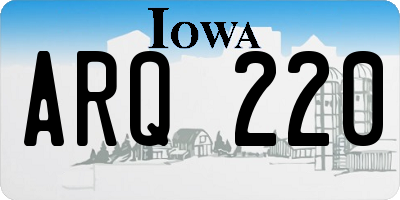 IA license plate ARQ220