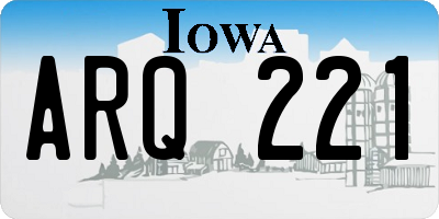 IA license plate ARQ221