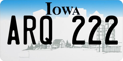 IA license plate ARQ222