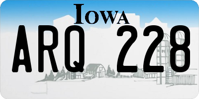 IA license plate ARQ228