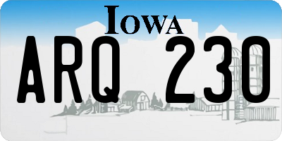 IA license plate ARQ230