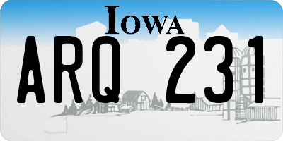 IA license plate ARQ231