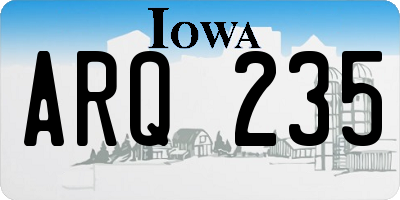 IA license plate ARQ235