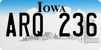 IA license plate ARQ236