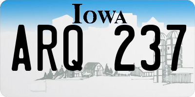 IA license plate ARQ237