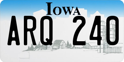 IA license plate ARQ240