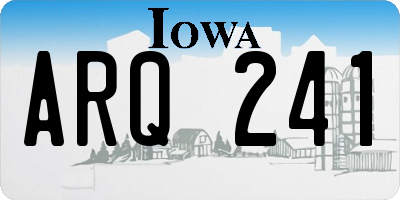 IA license plate ARQ241
