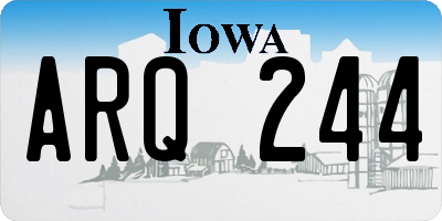 IA license plate ARQ244