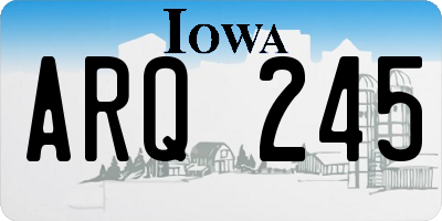 IA license plate ARQ245