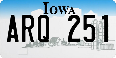 IA license plate ARQ251